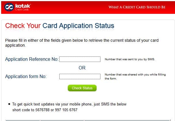 Kotak Credit Card Status